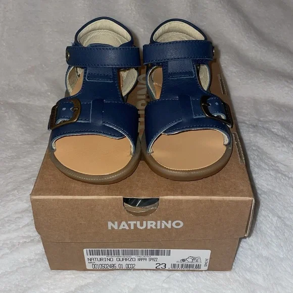 NWT NATURINO QUARZO Leather sandals with strap in Blue - Picture 8 of 15